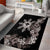 Tropical Hawaii and Philippines Area Rug Kanaka Maoli and Sun Badge Batok Tattoo Grayscale