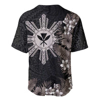 Tropical Hawaii and Philippines Baseball Jersey Kanaka Maoli and Sun Badge Batok Tattoo Grayscale LT03 - Polynesian Pride