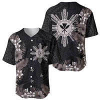 Tropical Hawaii and Philippines Baseball Jersey Kanaka Maoli and Sun Badge Batok Tattoo Grayscale LT03 - Polynesian Pride