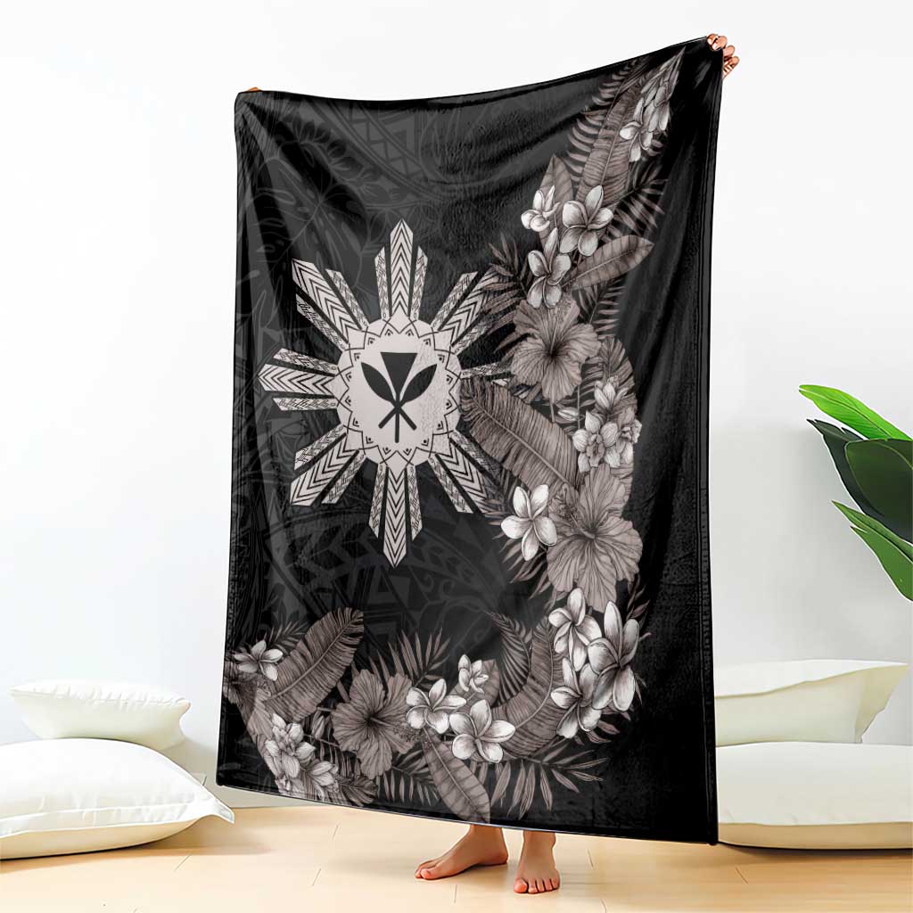 Tropical Hawaii and Philippines Blanket Kanaka Maoli and Sun Badge Batok Tattoo Grayscale LT03 - Polynesian Pride