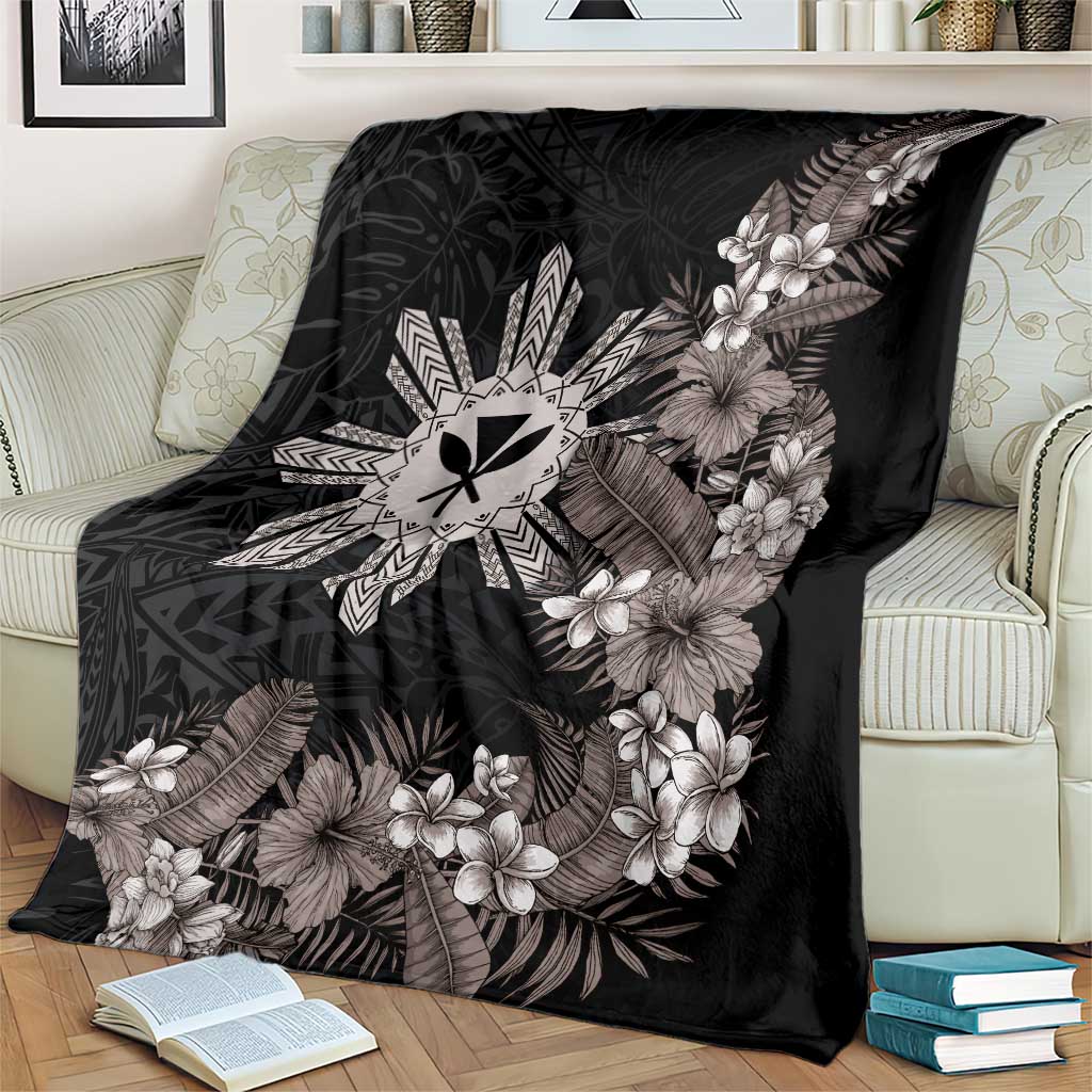 Tropical Hawaii and Philippines Blanket Kanaka Maoli and Sun Badge Batok Tattoo Grayscale LT03 - Polynesian Pride