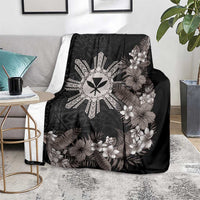 Tropical Hawaii and Philippines Blanket Kanaka Maoli and Sun Badge Batok Tattoo Grayscale LT03 - Polynesian Pride