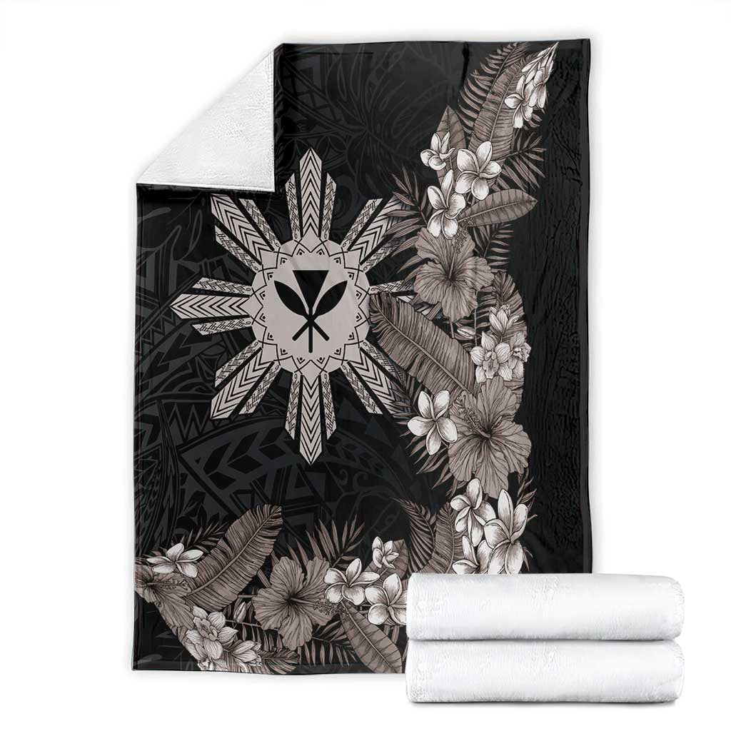 Tropical Hawaii and Philippines Blanket Kanaka Maoli and Sun Badge Batok Tattoo Grayscale LT03 - Polynesian Pride