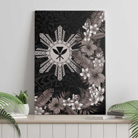 Tropical Hawaii and Philippines Canvas Wall Art Kanaka Maoli and Sun Badge Batok Tattoo Grayscale LT03 - Polynesian Pride