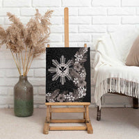 Tropical Hawaii and Philippines Canvas Wall Art Kanaka Maoli and Sun Badge Batok Tattoo Grayscale LT03 - Polynesian Pride