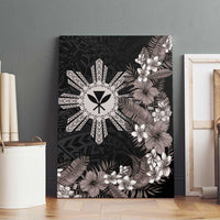 Tropical Hawaii and Philippines Canvas Wall Art Kanaka Maoli and Sun Badge Batok Tattoo Grayscale LT03 - Polynesian Pride