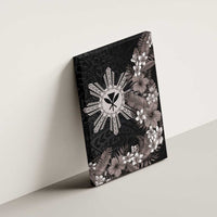 Tropical Hawaii and Philippines Canvas Wall Art Kanaka Maoli and Sun Badge Batok Tattoo Grayscale LT03 - Polynesian Pride