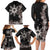 Tropical Hawaii and Philippines Family Matching Long Sleeve Bodycon Dress and Hawaiian Shirt Kanaka Maoli and Sun Badge Batok Tattoo Grayscale