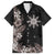 Tropical Hawaii and Philippines Family Matching Long Sleeve Bodycon Dress and Hawaiian Shirt Kanaka Maoli and Sun Badge Batok Tattoo Grayscale