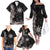 Tropical Hawaii and Philippines Family Matching Off The Shoulder Long Sleeve Dress and Hawaiian Shirt Kanaka Maoli and Sun Badge Batok Tattoo Grayscale