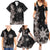 Tropical Hawaii and Philippines Family Matching Summer Maxi Dress and Hawaiian Shirt Kanaka Maoli and Sun Badge Batok Tattoo Grayscale