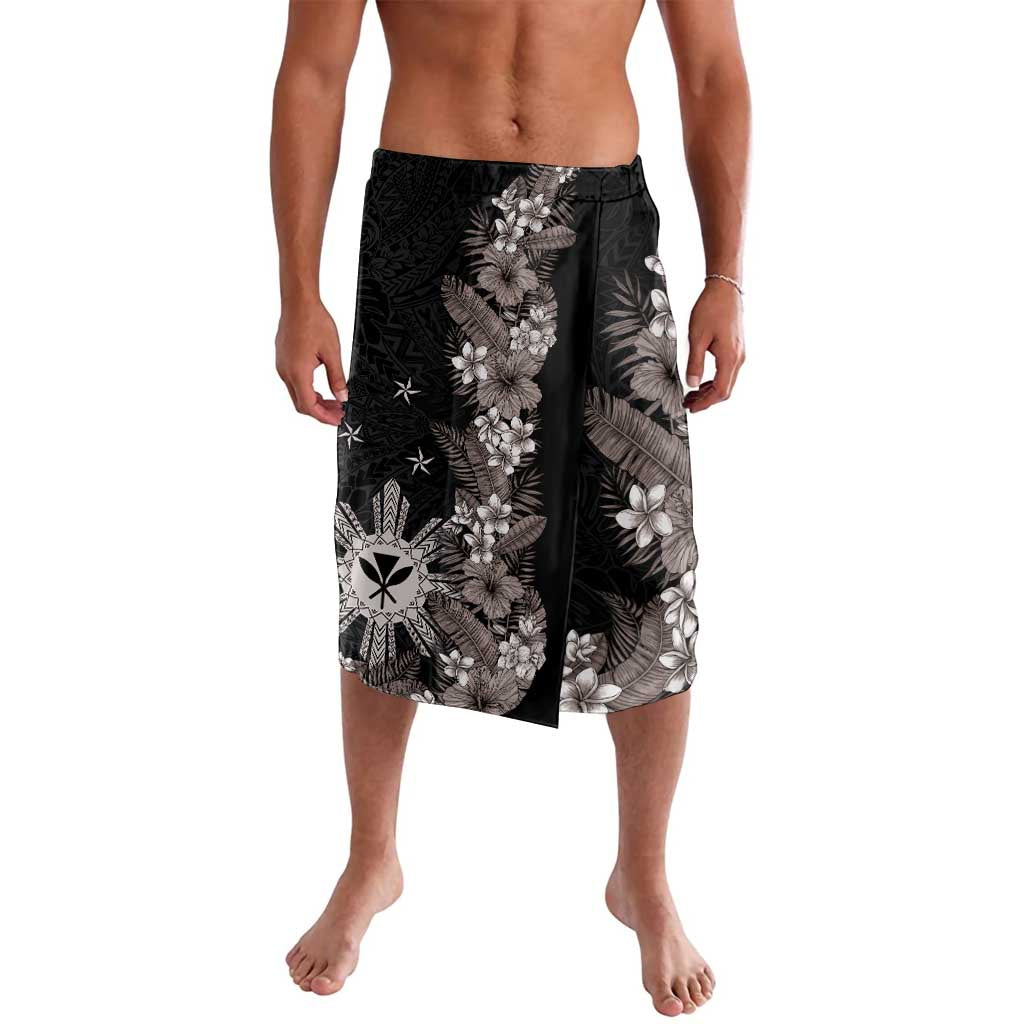 Tropical Hawaii and Philippines Lavalava Kanaka Maoli and Sun Badge Batok Tattoo Grayscale