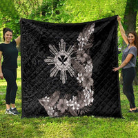 Tropical Hawaii and Philippines Quilt Kanaka Maoli and Sun Badge Batok Tattoo Grayscale LT03 - Polynesian Pride
