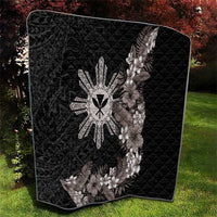 Tropical Hawaii and Philippines Quilt Kanaka Maoli and Sun Badge Batok Tattoo Grayscale LT03 - Polynesian Pride