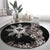 Tropical Hawaii and Philippines Round Carpet Kanaka Maoli and Sun Badge Batok Tattoo Grayscale