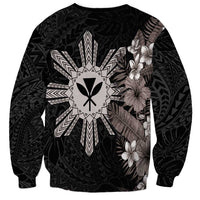 Tropical Hawaii and Philippines Sweatshirt Kanaka Maoli and Sun Badge Batok Tattoo Grayscale LT03 - Polynesian Pride