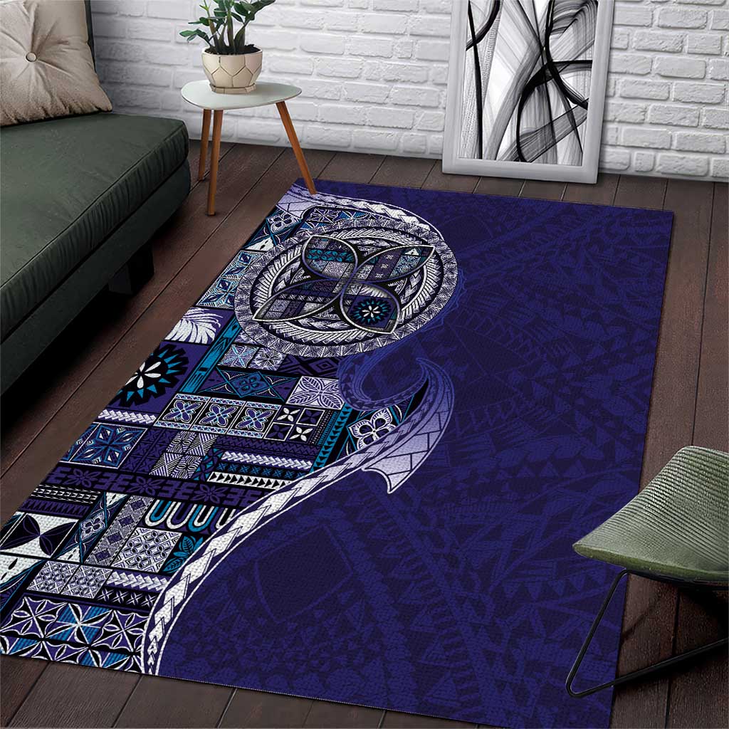 Samoan Siapo Art Tattoo Polynesian Pattern Area Rug Navy Color LT03 Navy - Polynesian Pride