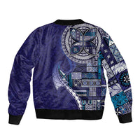 Samoan Siapo Art Tattoo Polynesian Pattern Bomber Jacket Navy Color LT03 - Polynesian Pride