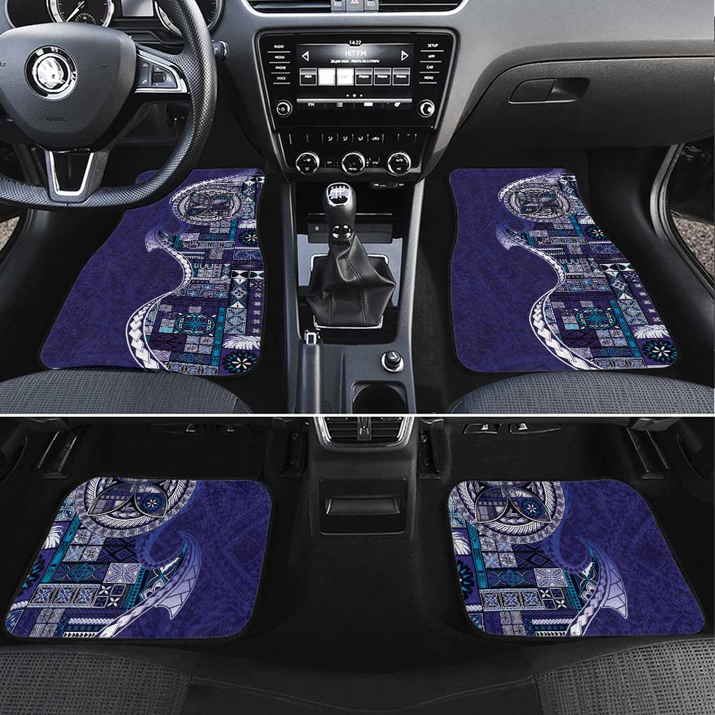 Samoan Siapo Art Tattoo Polynesian Pattern Car Mats Navy Color LT03 Set 4pcs Navy - Polynesian Pride