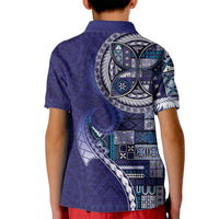 Samoan Siapo Art Tattoo Polynesian Pattern Kid Polo Shirt Navy Color LT03 - Polynesian Pride