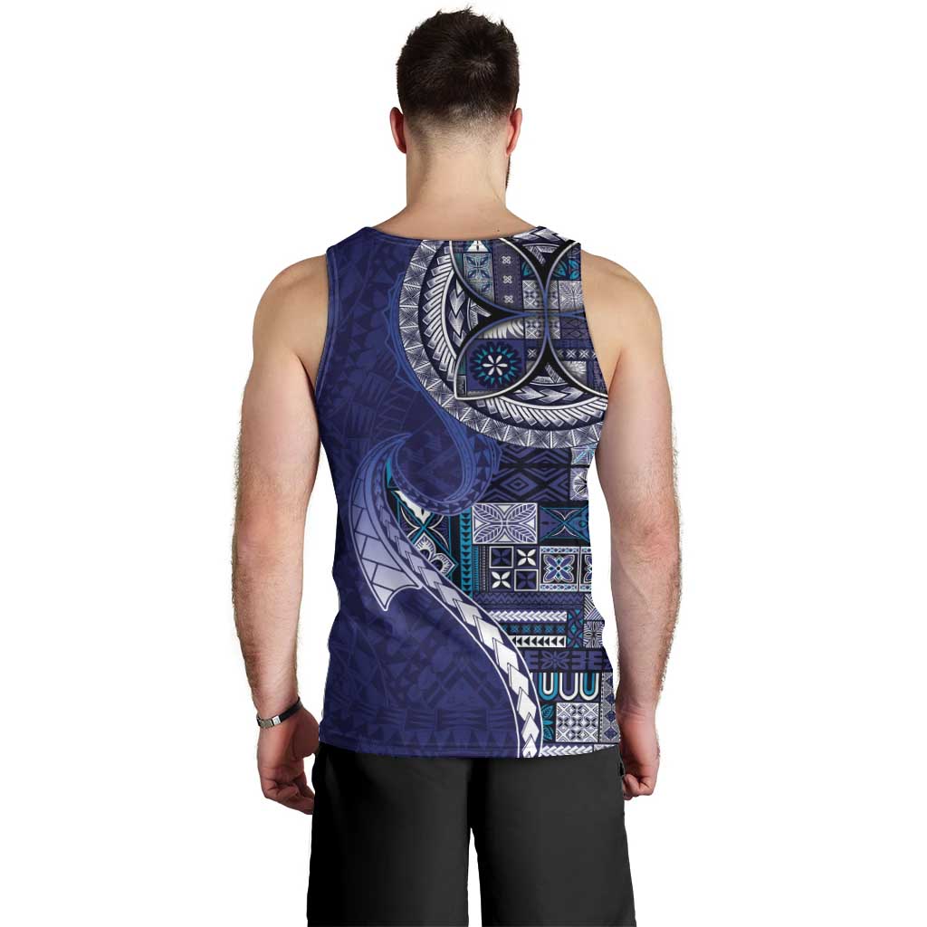 Samoan Siapo Art Tattoo Polynesian Pattern Men Tank Top Navy Color LT03 - Polynesian Pride