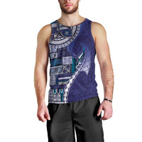 Samoan Siapo Art Tattoo Polynesian Pattern Men Tank Top Navy Color LT03 - Polynesian Pride