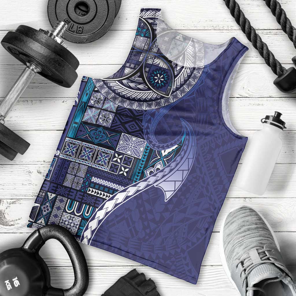 Samoan Siapo Art Tattoo Polynesian Pattern Men Tank Top Navy Color LT03 - Polynesian Pride