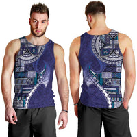 Samoan Siapo Art Tattoo Polynesian Pattern Men Tank Top Navy Color LT03 - Polynesian Pride