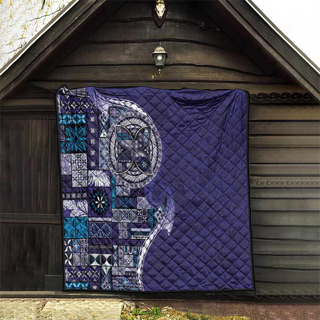 Samoan Siapo Art Tattoo Polynesian Pattern Quilt Navy Color LT03 - Polynesian Pride