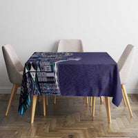 Samoan Siapo Art Tattoo Polynesian Pattern Tablecloth Navy Color LT03 - Polynesian Pride
