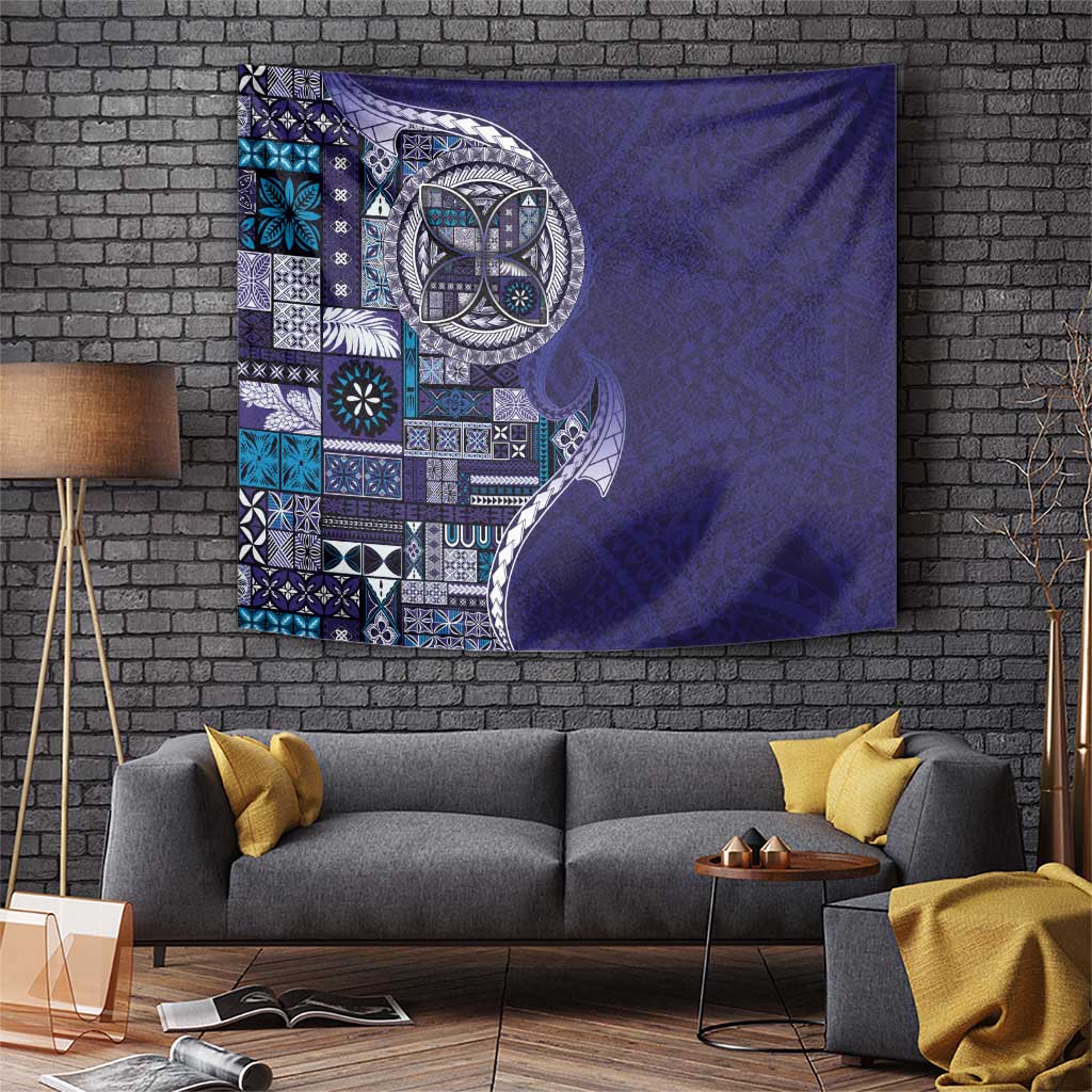 Samoan Siapo Art Tattoo Polynesian Pattern Tapestry Navy Color LT03 Navy - Polynesian Pride