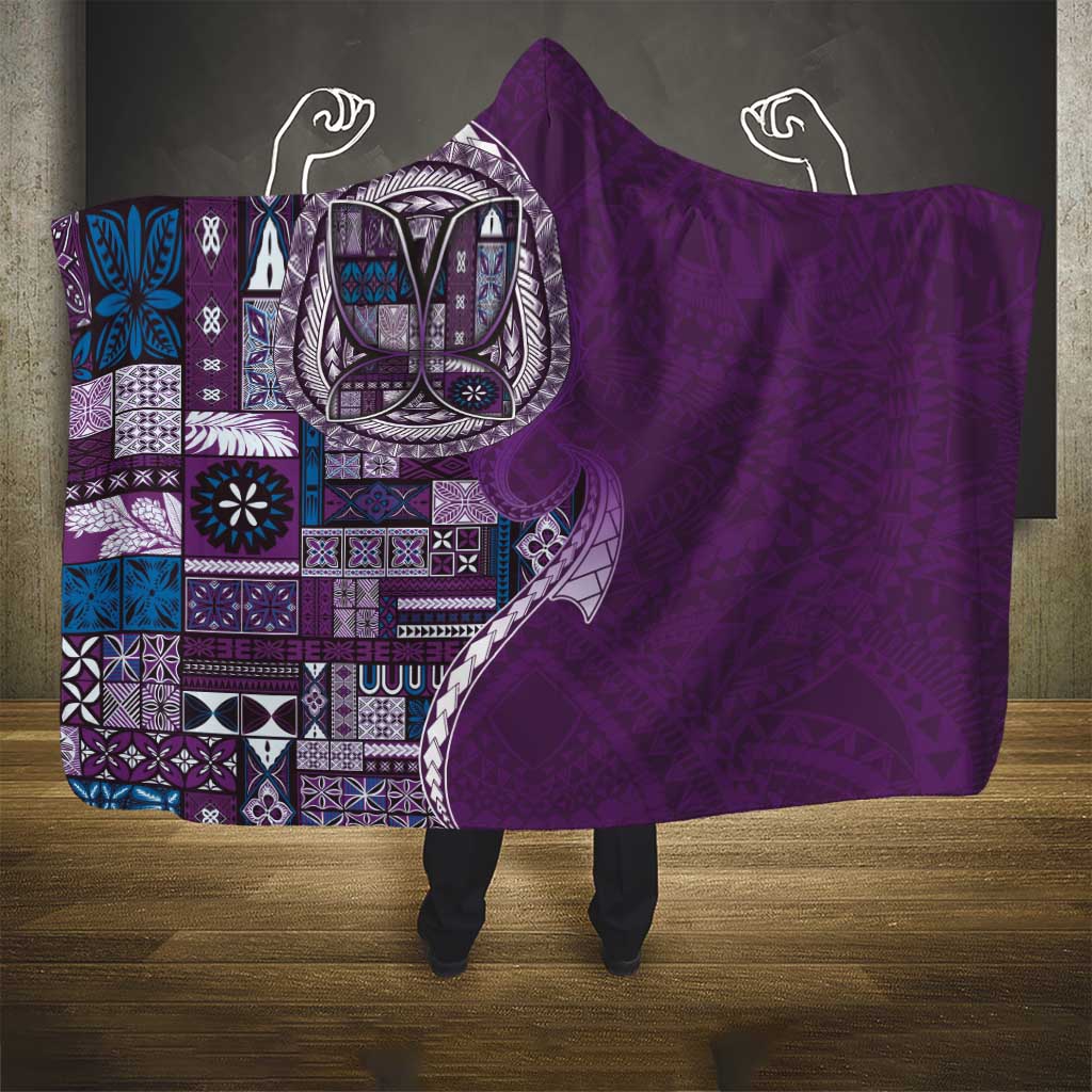 Samoan Siapo Art Tattoo Polynesian Pattern Hooded Blanket Purple Color LT03 - Polynesian Pride