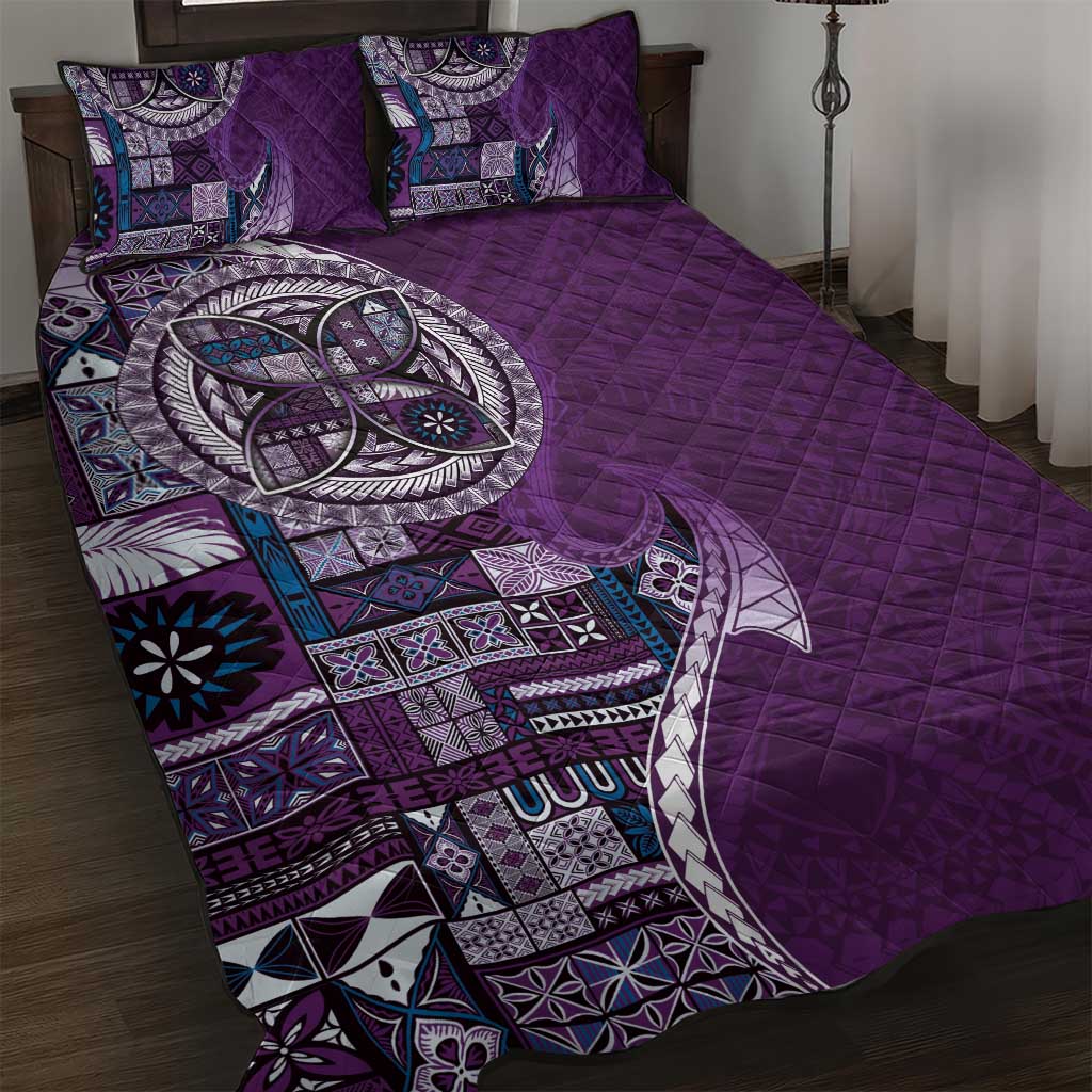 Samoan Siapo Art Tattoo Polynesian Pattern Quilt Bed Set Purple Color LT03 Purple - Polynesian Pride
