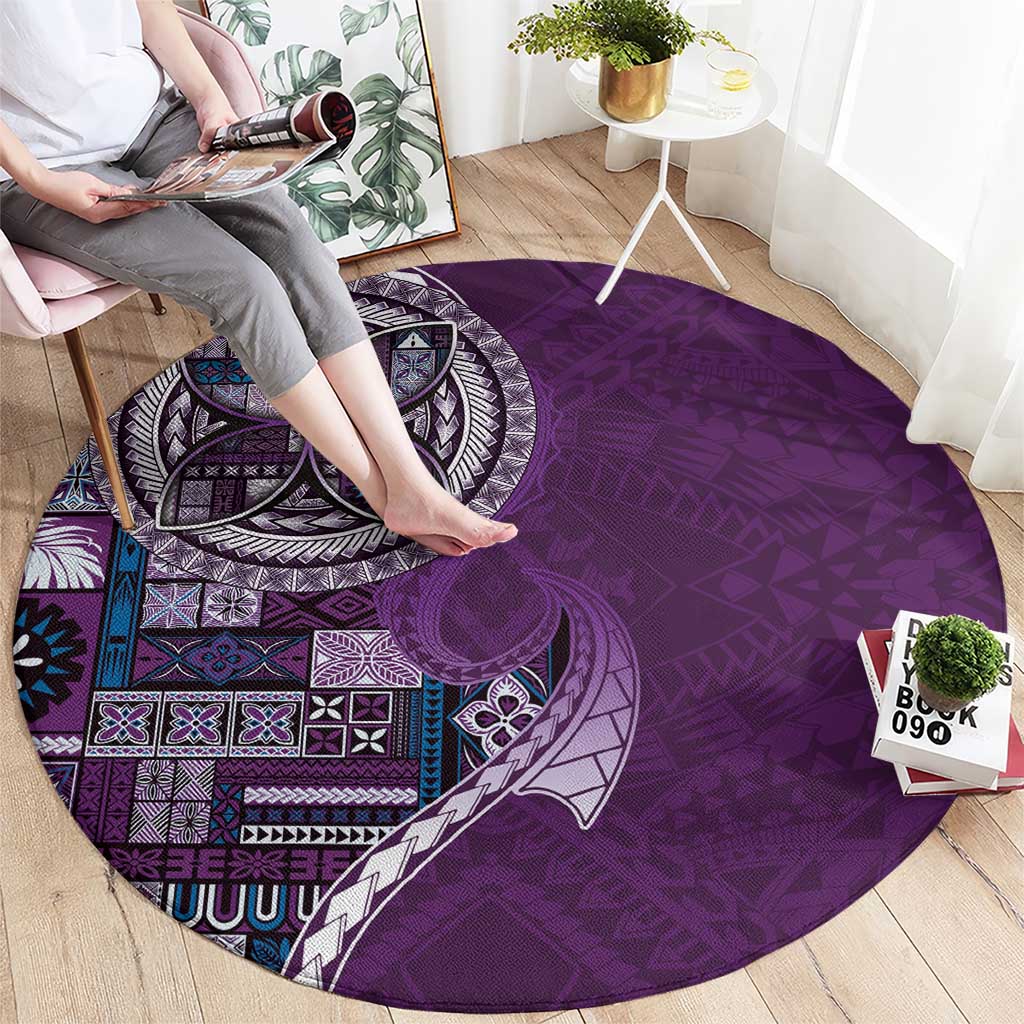 Samoan Siapo Art Tattoo Polynesian Pattern Round Carpet Purple Color LT03 - Polynesian Pride