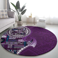 Samoan Siapo Art Tattoo Polynesian Pattern Round Carpet Purple Color LT03 - Polynesian Pride