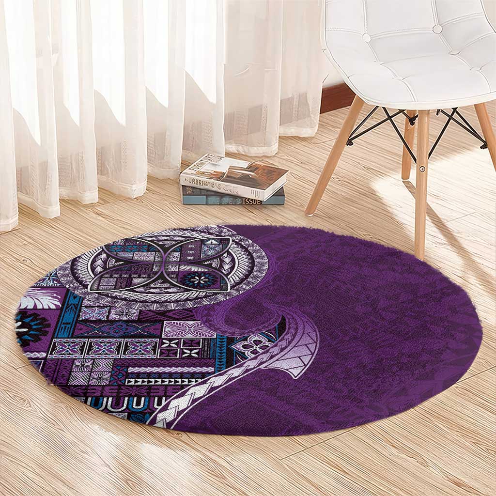 Samoan Siapo Art Tattoo Polynesian Pattern Round Carpet Purple Color LT03 - Polynesian Pride