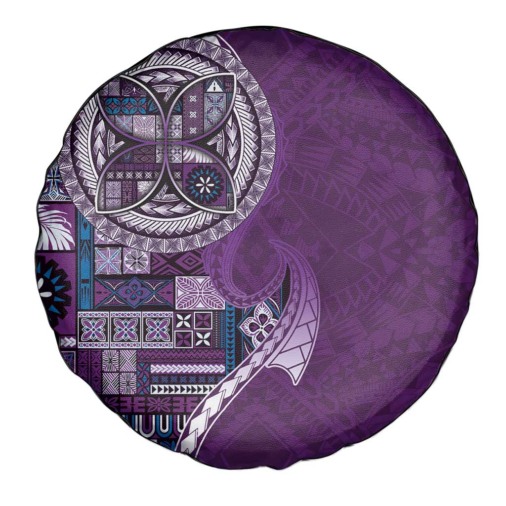 Samoan Siapo Art Tattoo Polynesian Pattern Spare Tire Cover Purple Color LT03 - Polynesian Pride