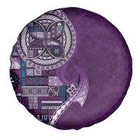Samoan Siapo Art Tattoo Polynesian Pattern Spare Tire Cover Purple Color LT03 - Polynesian Pride