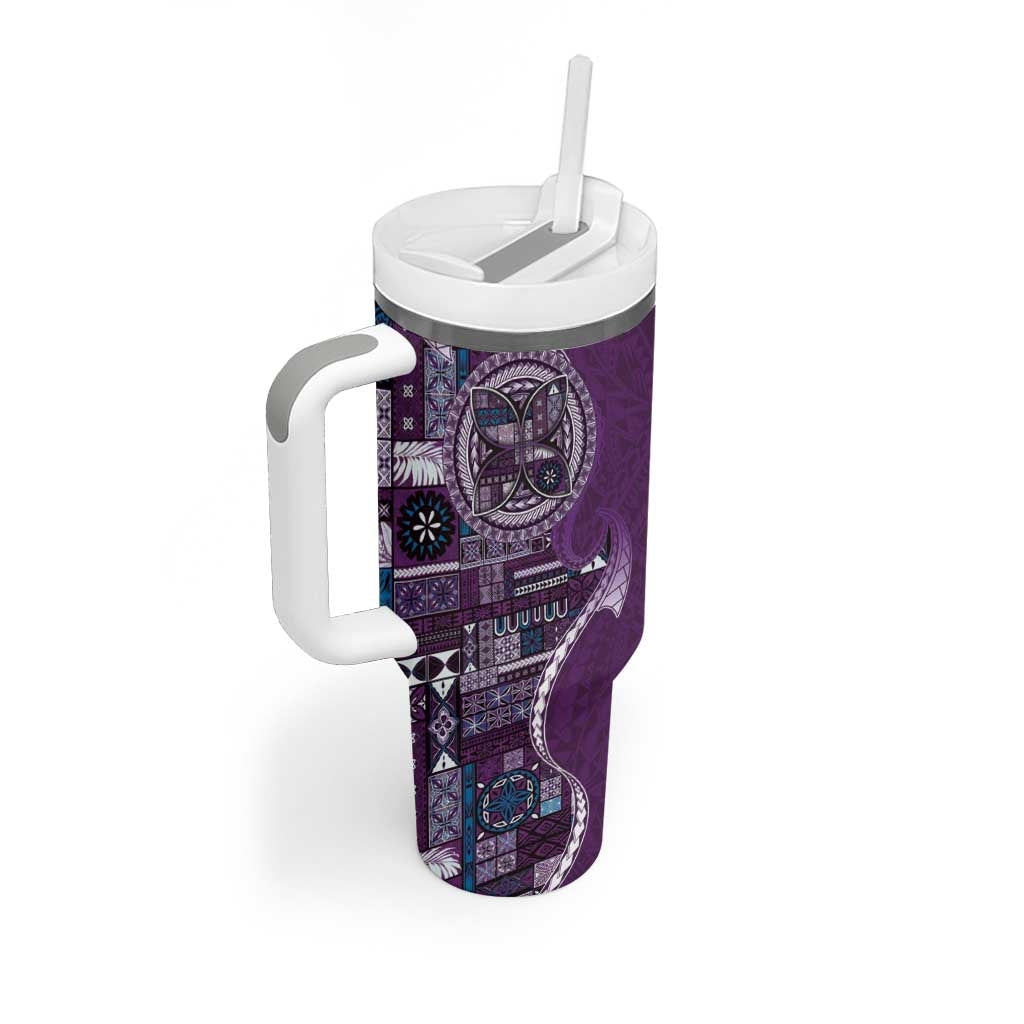 Samoan Siapo Art Tattoo Polynesian Pattern Tumbler With Handle Purple Color LT03 - Polynesian Pride