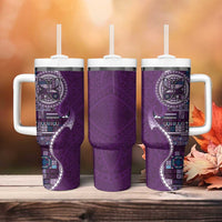 Samoan Siapo Art Tattoo Polynesian Pattern Tumbler With Handle Purple Color LT03 - Polynesian Pride