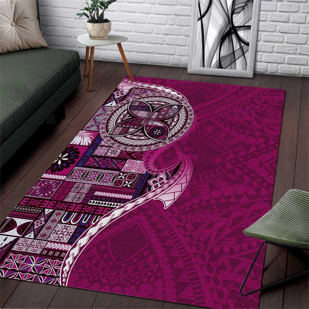 Samoan Siapo Art Tattoo Polynesian Pattern Area Rug Pink Color LT03 Pink - Polynesian Pride