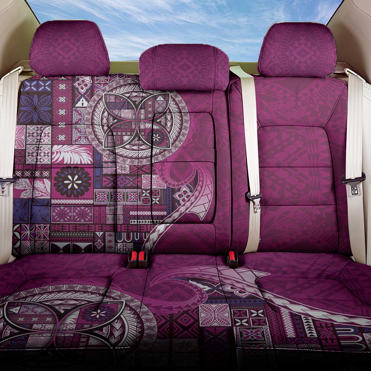 Samoan Siapo Art Tattoo Polynesian Pattern Back Car Seat Cover Pink Color LT03 One Size Pink - Polynesian Pride