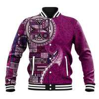 Samoan Siapo Art Tattoo Polynesian Pattern Baseball Jacket Pink Color LT03 Unisex Pink - Polynesian Pride