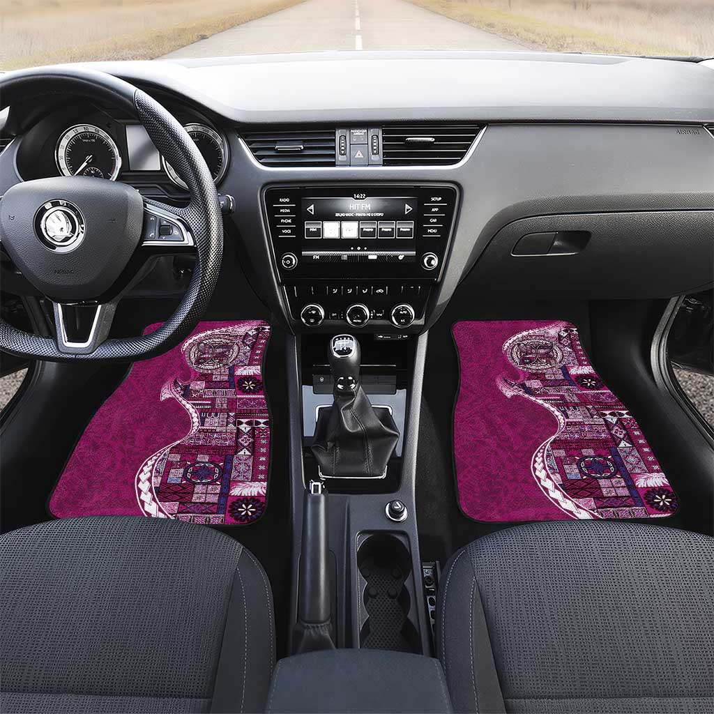 Samoan Siapo Art Tattoo Polynesian Pattern Car Mats Pink Color LT03 Set 2pcs - Front Pink - Polynesian Pride