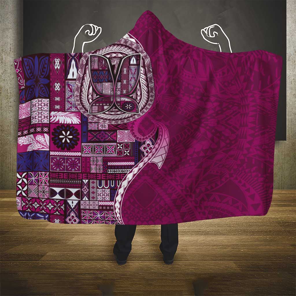 Samoan Siapo Art Tattoo Polynesian Pattern Hooded Blanket Pink Color LT03 - Polynesian Pride