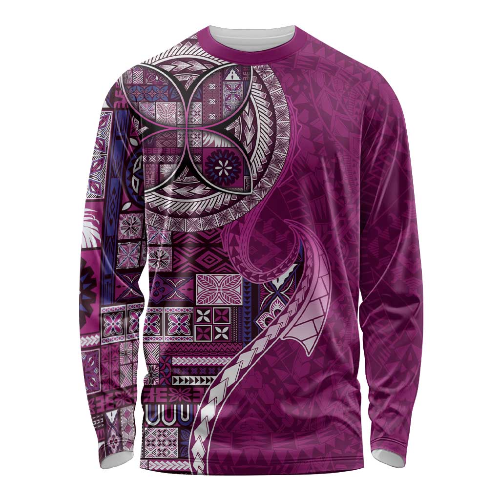 Samoan Siapo Art Tattoo Polynesian Pattern Long Sleeve Shirt Pink Color LT03 Unisex Pink - Polynesian Pride