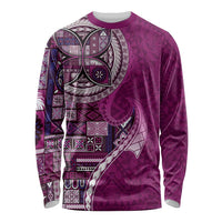 Samoan Siapo Art Tattoo Polynesian Pattern Long Sleeve Shirt Pink Color LT03 Unisex Pink - Polynesian Pride