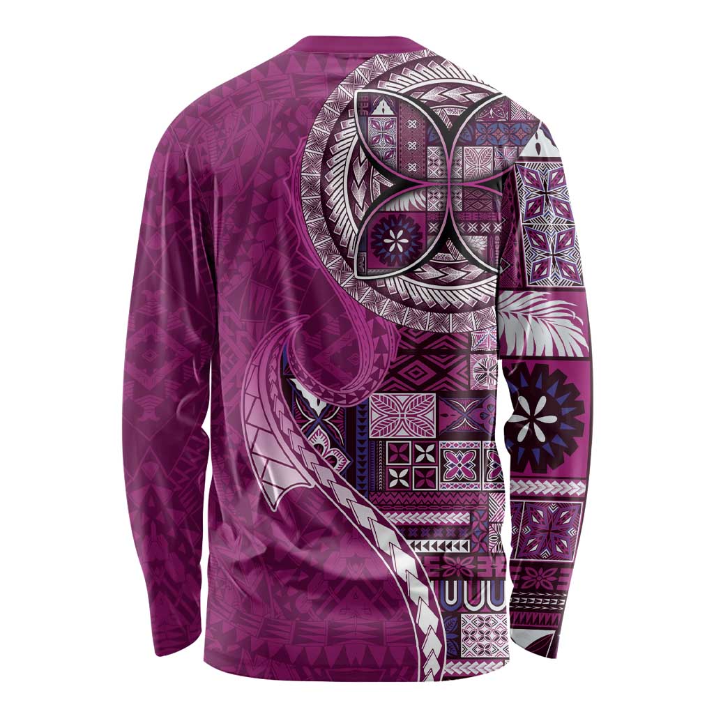 Samoan Siapo Art Tattoo Polynesian Pattern Long Sleeve Shirt Pink Color LT03 - Polynesian Pride