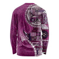 Samoan Siapo Art Tattoo Polynesian Pattern Long Sleeve Shirt Pink Color LT03 - Polynesian Pride