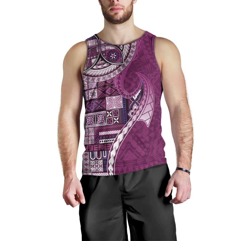 Samoan Siapo Art Tattoo Polynesian Pattern Men Tank Top Pink Color LT03 - Polynesian Pride